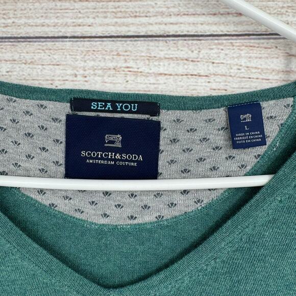 Scotch & Soda Sea You V-Neck Sweater Mens Large Sea Green Lightweight - Picture 5 of 8
